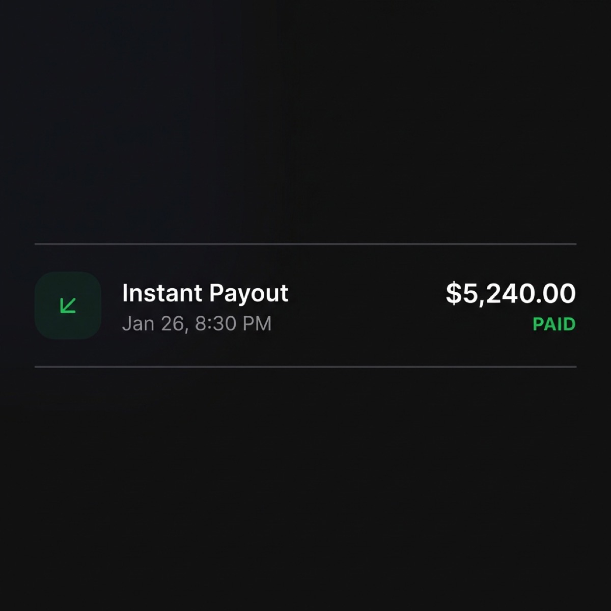 Tixian instant payout history showing same-day transfers to organizer bank accounts